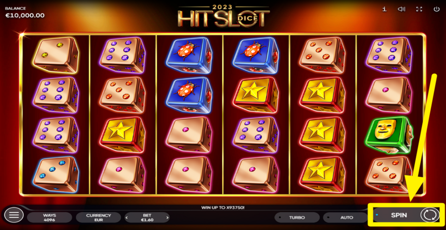 2023 Hit Slot Dice Spin Button
