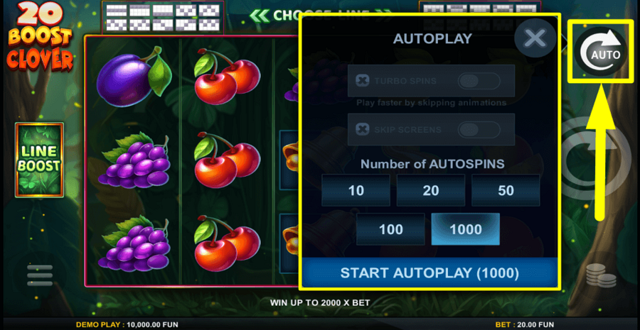 20 Boost Clover Autoplay Feature