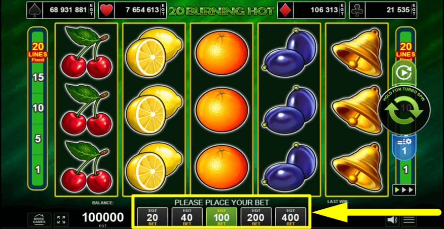 20 Burning Hot Bet Value