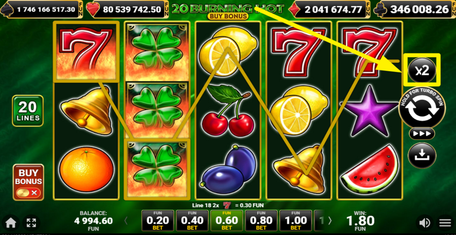 20 Burning Hot Buy Bonus Gamble