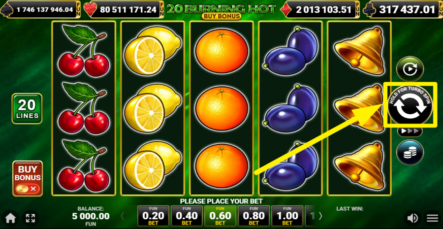 20 Burning Hot Buy Bonus Spin