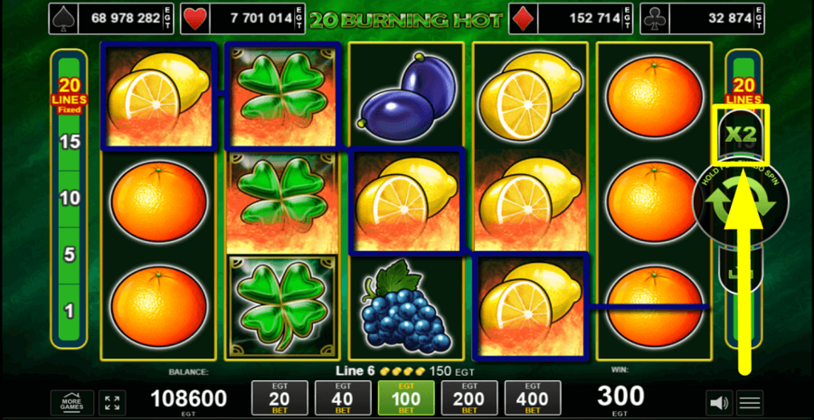 20 Burning Hot Gamble Feature