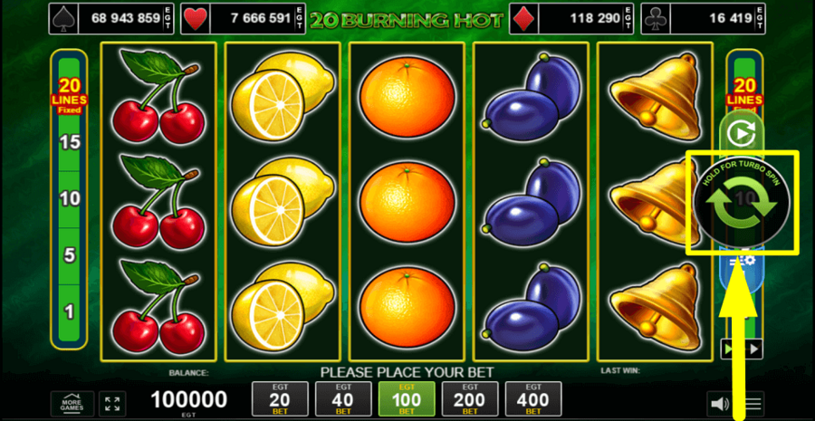 20 Burning Hot Spin Button