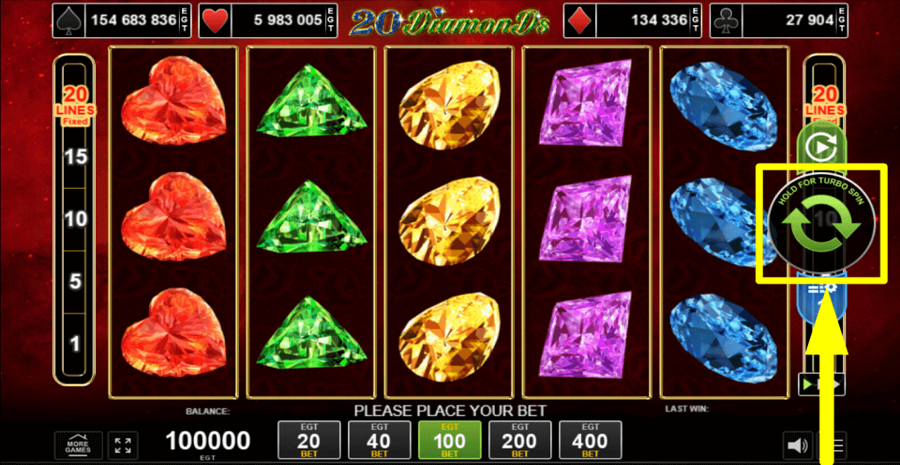 20 Diamonds Spin Button
