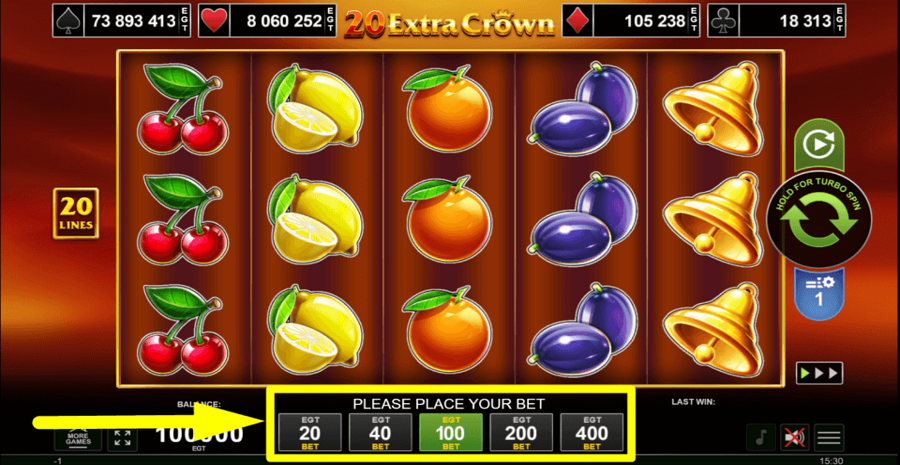 20 Extra Crown Bet Value