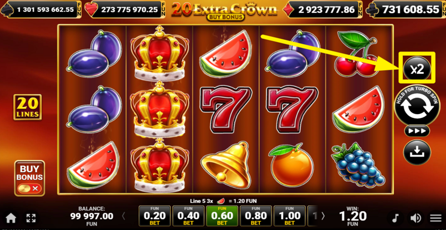 20 Extra Crown Buy Bonus Gamble