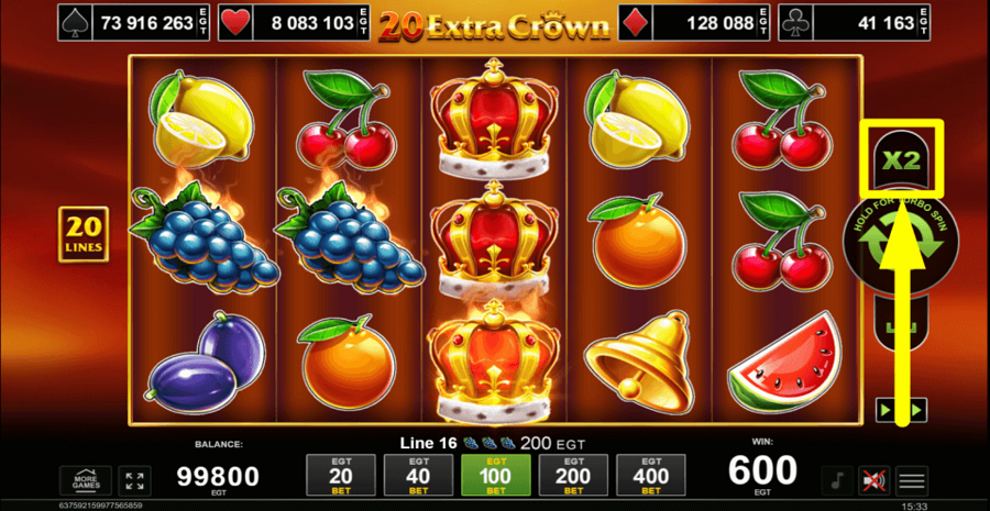20 Extra Crown Gamble Feature