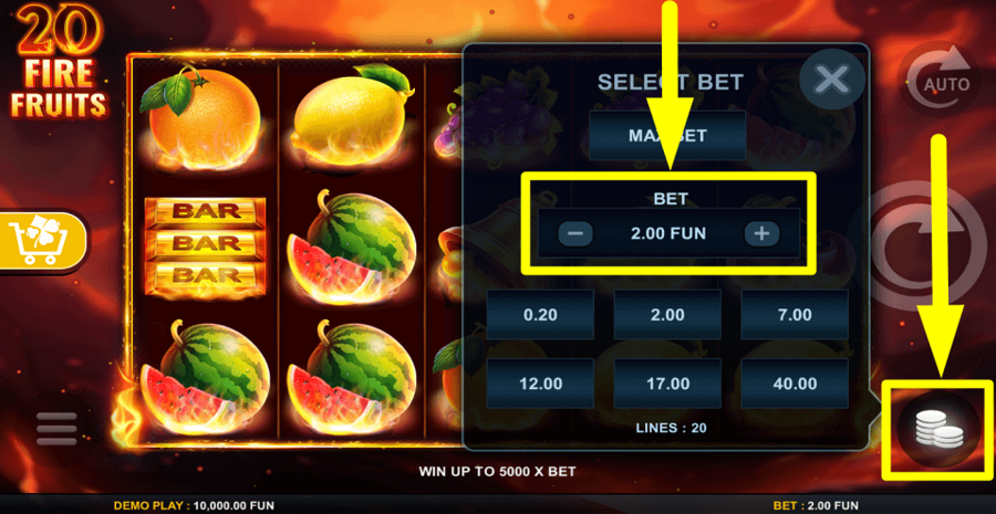 20 Fire Fruits Bet Value