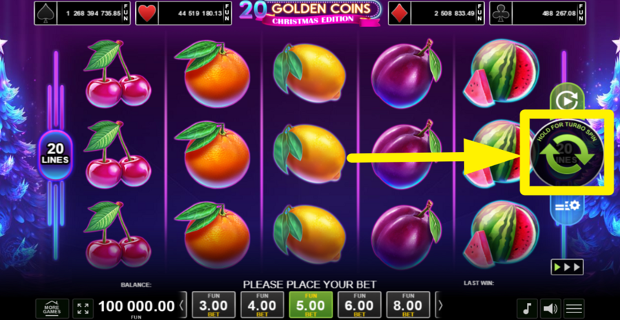 20 Golden Coins Christmas Edition Spin Button