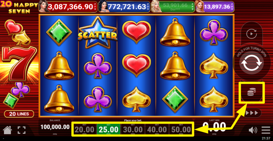 20 Happy Seven Adjust Bet