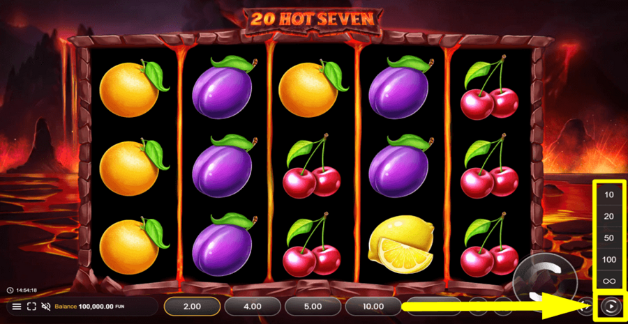 20 Hot Seven Autoplay Feature