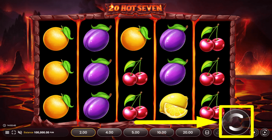 20 Hot Seven Spin Button