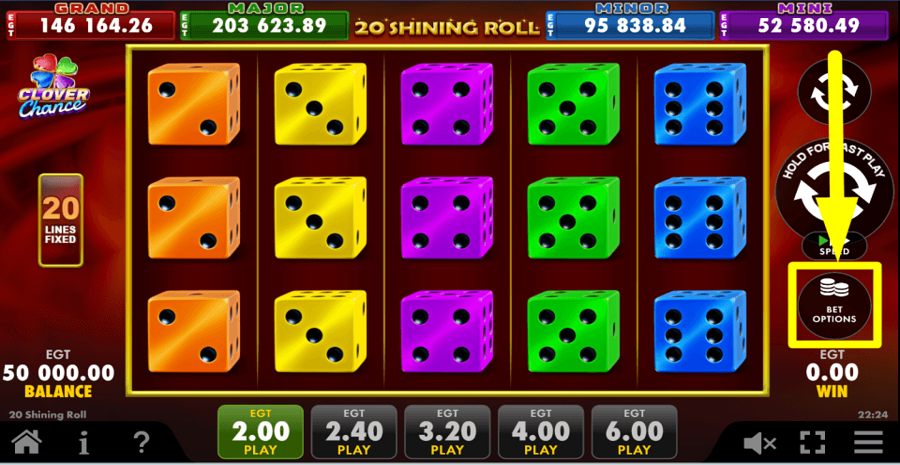 20 Shining Roll Clover Chance Bet Value