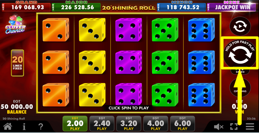 20 Shining Roll Clover Chance Spin Button