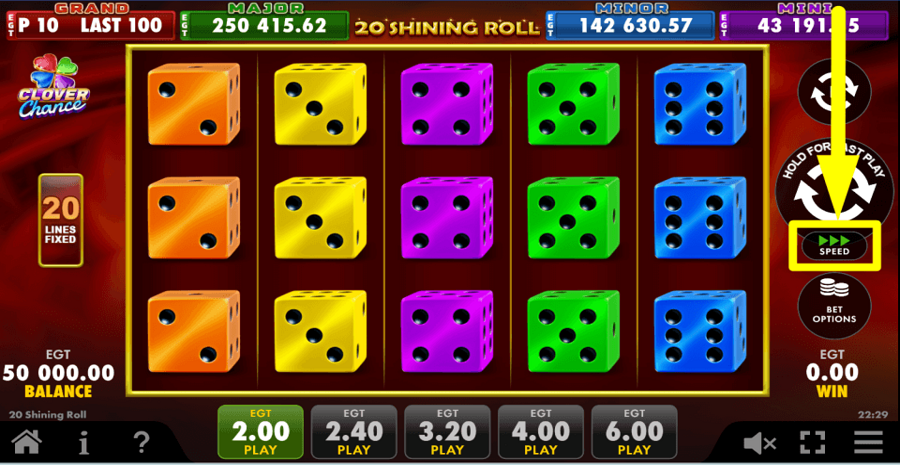 20 Shining Roll Clover Chance Turbo Feature