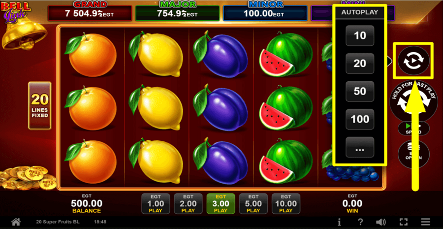 20 Super Fruits Bell Link Autoplay Feature