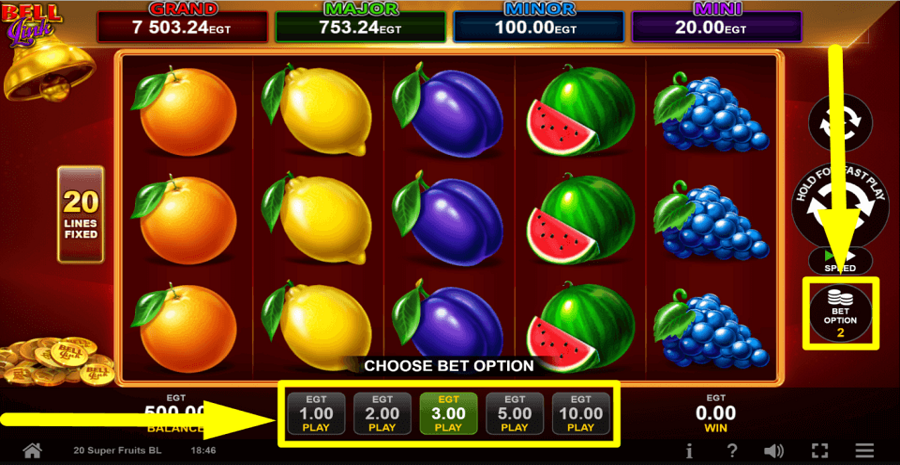 20 Super Fruits Bell Link Bet Value