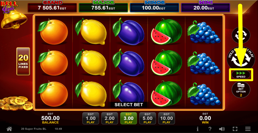 20 Super Fruits Bell Link Speed Feature