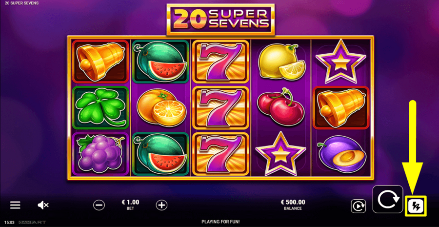 20 Super Sevens Quick Spin Feature