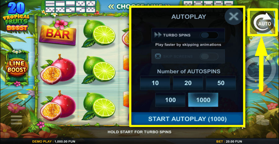 20 Tropical Fruits Boost Autoplay Feature