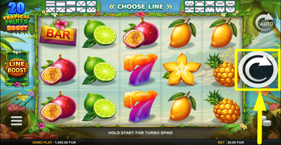 20 Tropical Fruits Boost Spin Button