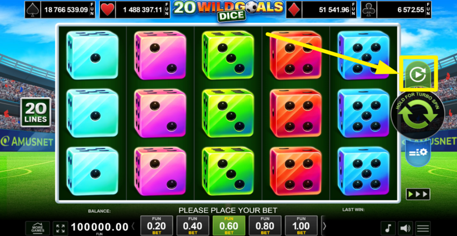 20 Wild Goals Dice Autoplay