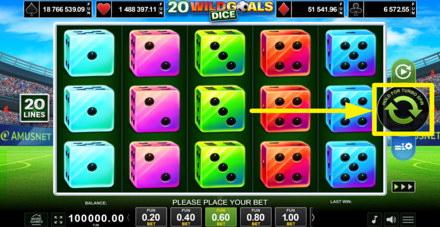 20 Wild Goals Dice Spin