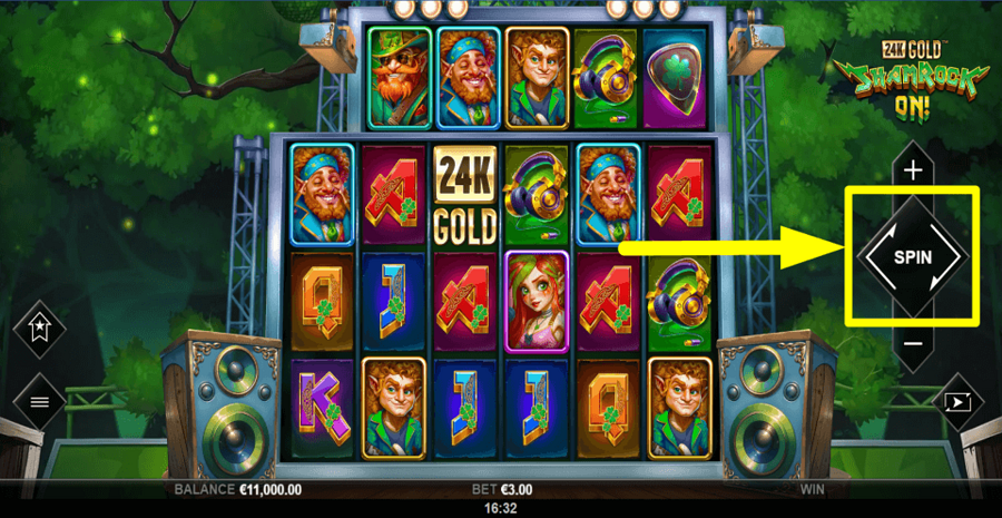 24k Gold Shamrock On Spin Button