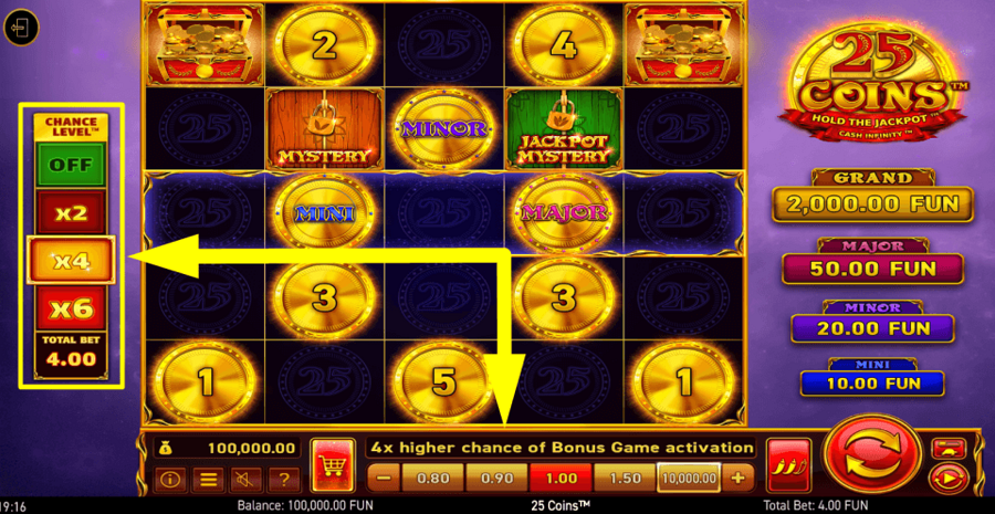 25 Coins Chance Level
