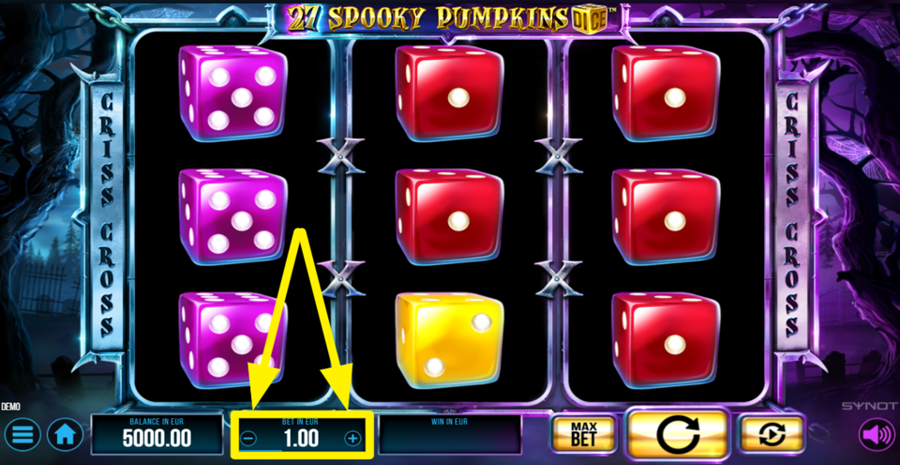 27 Spooky Pumpkins Dice Adjust Bet