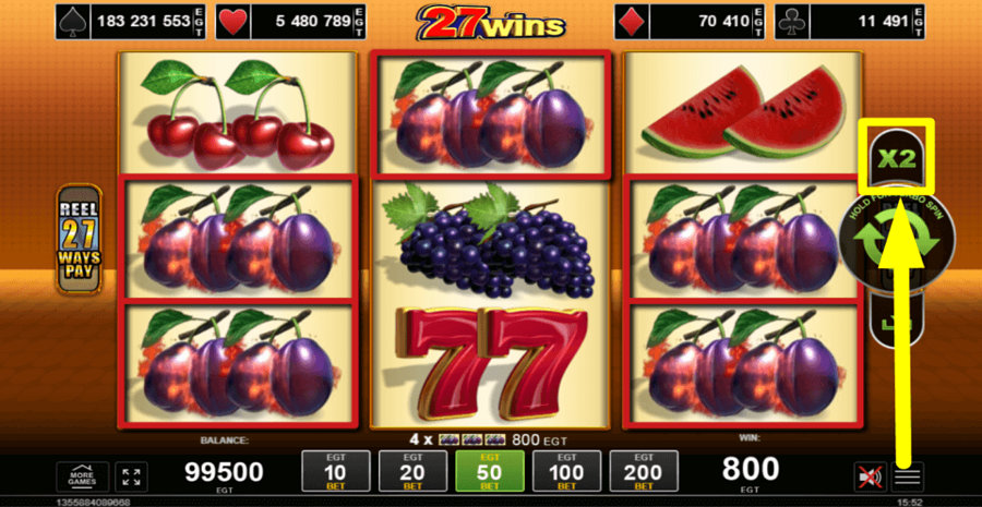 27 Wins Gamble Feature