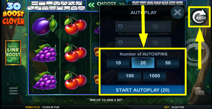 30 Boost Clover Autoplay Feature