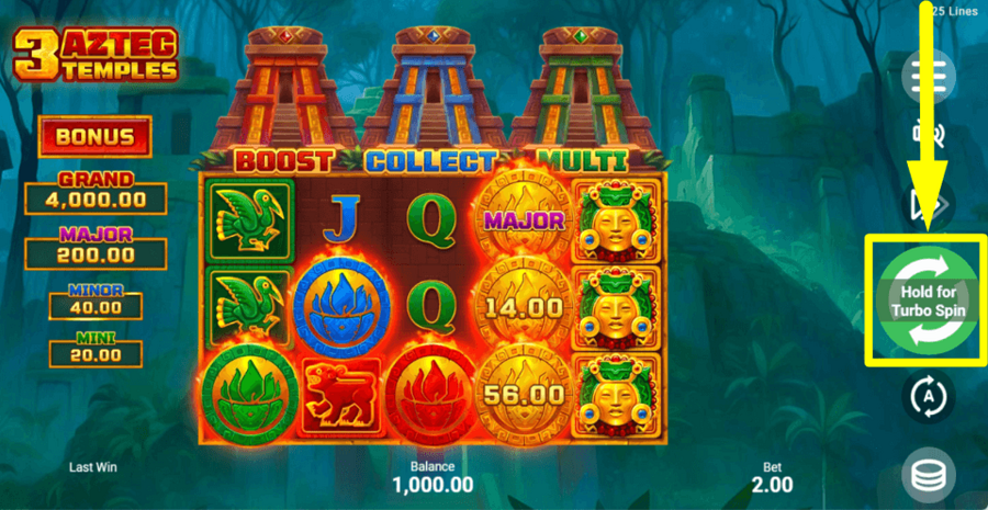 3 Aztec Temples Spin Button