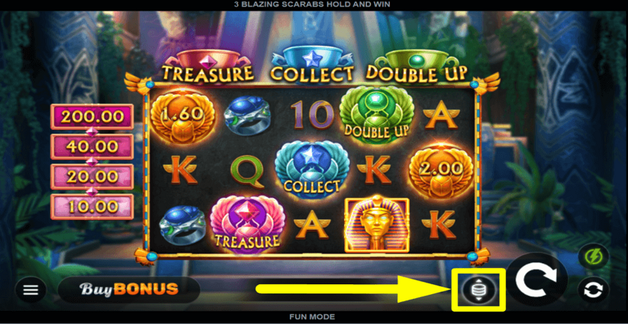 3 Blazing Scarabs Hold And Win Bet Value