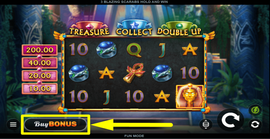 3 Blazing Scarabs Hold And Win Buy Feature