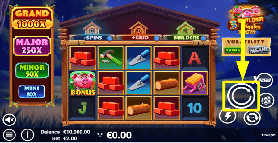 3 Builder Piggies Spin Button