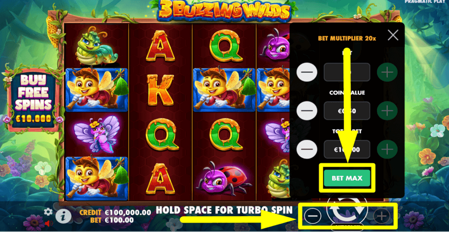 3 Buzzing Wilds Bet Max Button