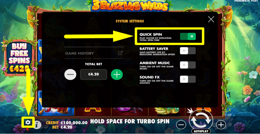 3 Buzzing Wilds Quick Spin Feature