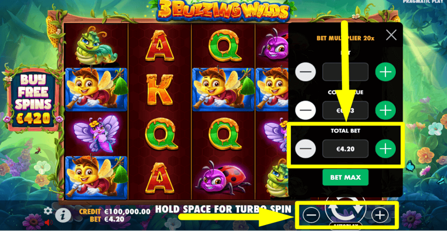 3 Buzzing Wilds Total Bet Value