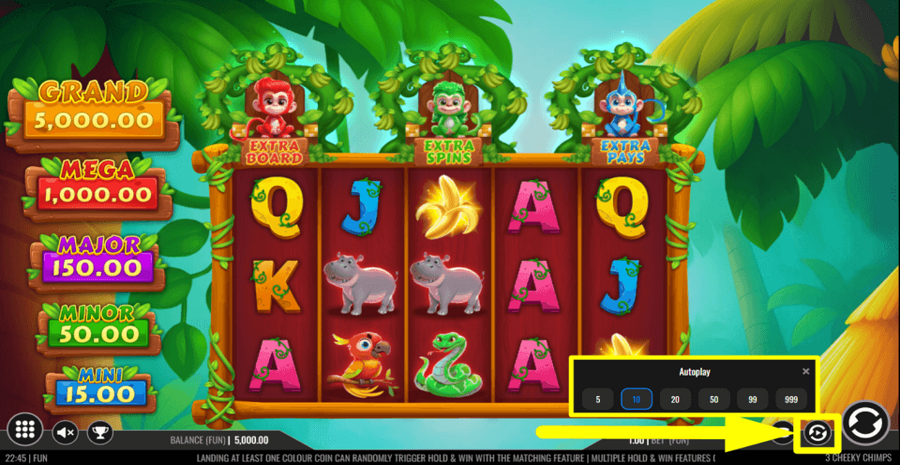 3 Cheeky Chimps Autoplay Feature