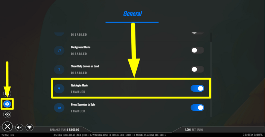 3 Cheeky Chimps Quick Spin Feature