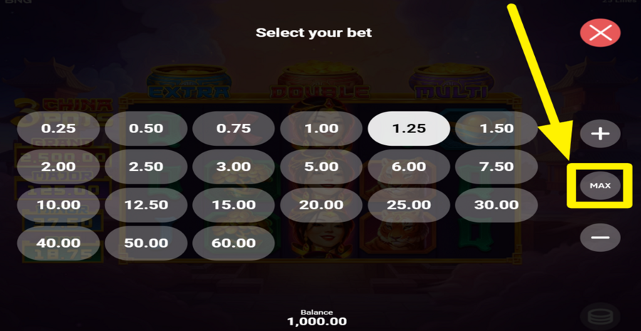 3 China Pots Max Bet
