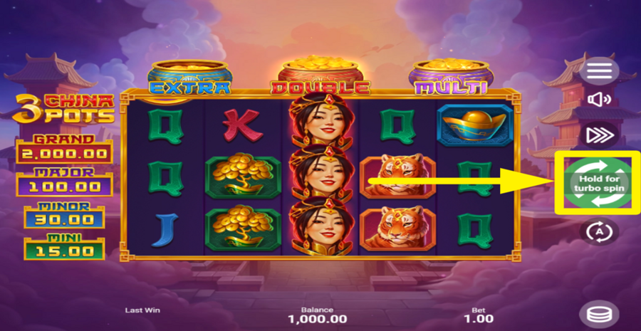 3 China Pots Spin Button