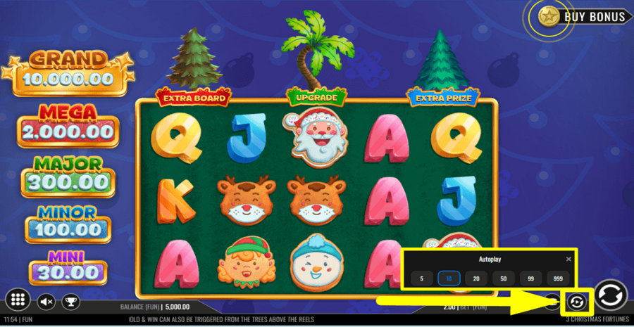 3 Christmas Fortunes Autoplay Feature