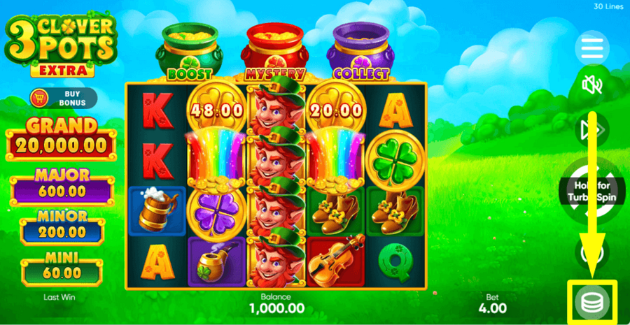 3 Clover Pots Extra Bet Value