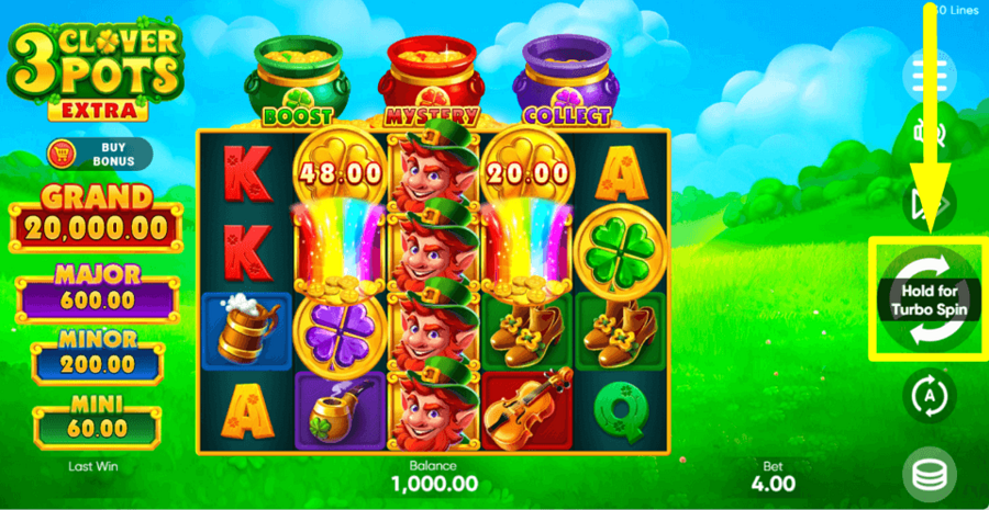 3 Clover Pots Extra Spin Button
