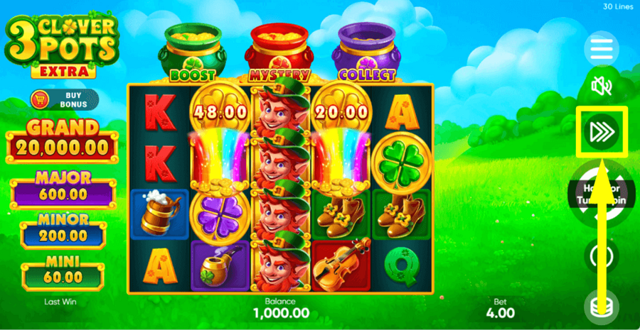 3 Clover Pots Extra Turbo Feature