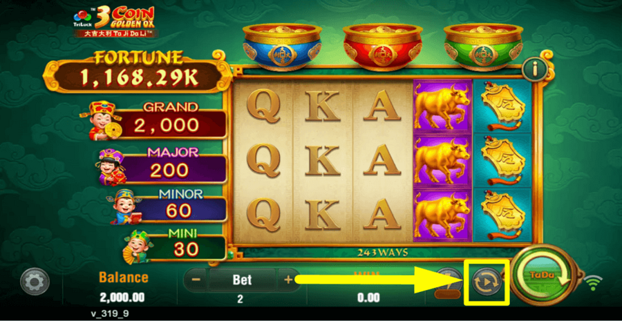 3 Coin Golden Ox Autoplay Feature