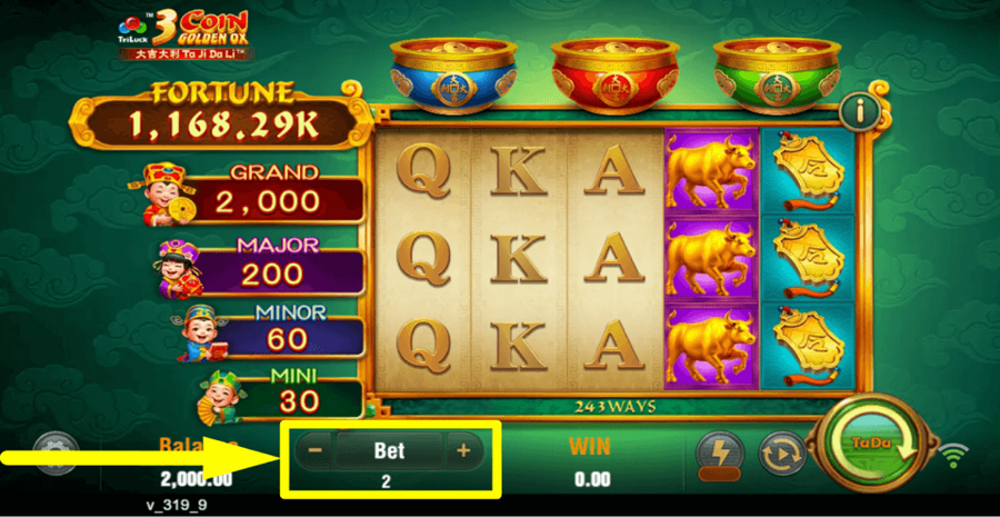3 Coin Golden Ox Bet Value
