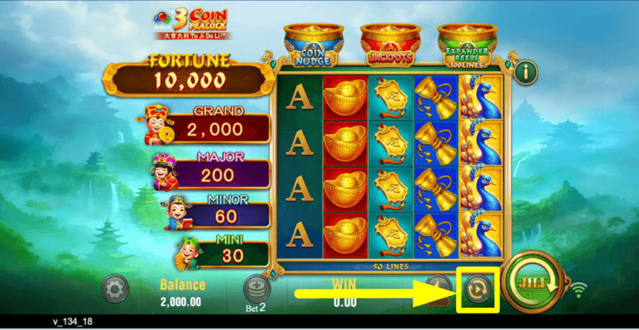 3 Coin Golden Peacock Autoplay Feature